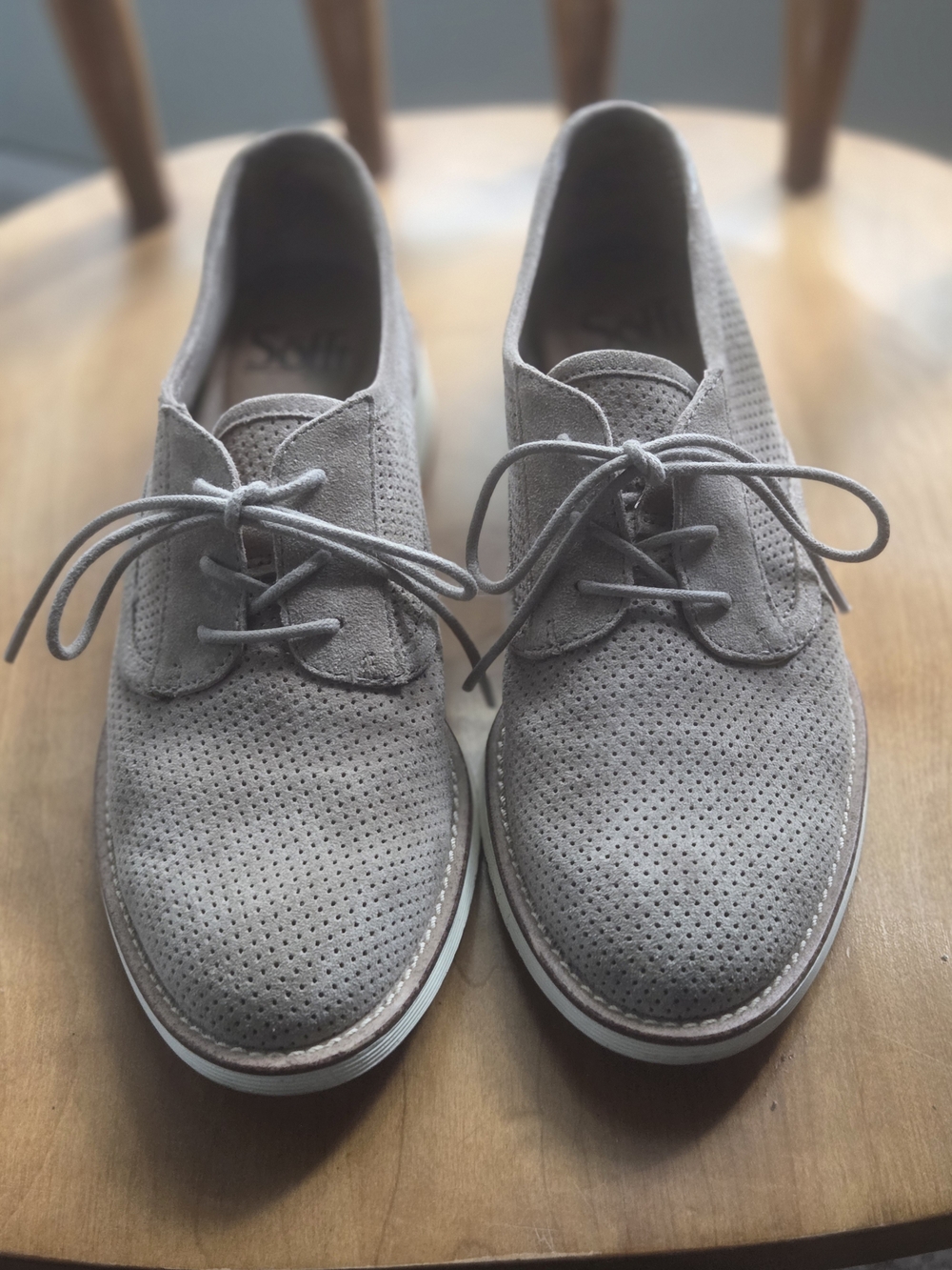 Women's Perforated Casual Lace-Up Oxfords - Gray/Tan
